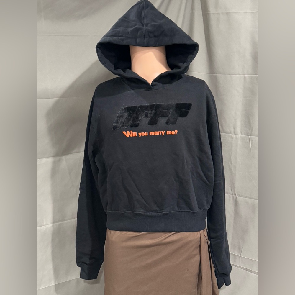 OFF-WHITE Will You Marry Me Hoodie Black XS